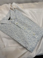 Dockers Men  s Signature Comfort Flex Classic Fit Shirt White W/Blue Print, M-NWT