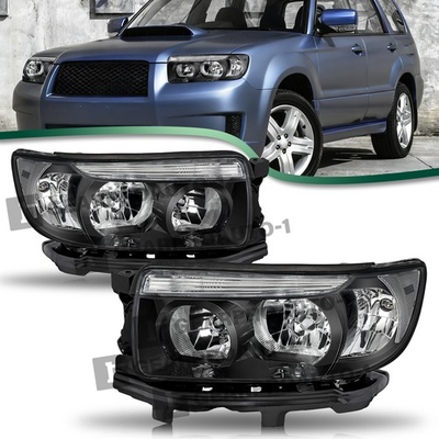 #ad For 2006 2008 Subaru Forester Black Housing Clear Corner Headlights LeftRight $159.99