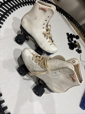 Vintage Roller Derby White Quad Skates Retro 70s Style USA Classic Rink Size
