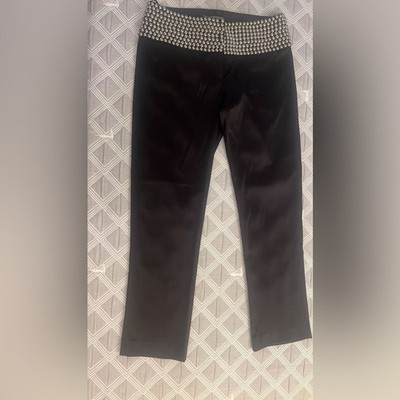 JVN by Jovani Y2K Black Studded Belt Pants US 2 Low Rise Ankle Length Petite