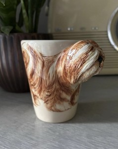 Blue Witch Tibetan Terrier Handmade Pottery Dog Mug UK VGC