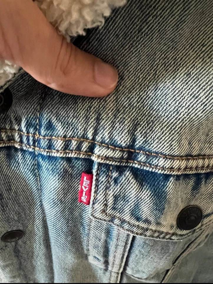 Vintage 80 Veste en Jean Levi's Doublée Sherpa - Photo 3/4