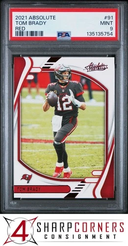 2021 PANINI ABSOLUTE RED #91 TOM BRADY POP 3 PSA 9