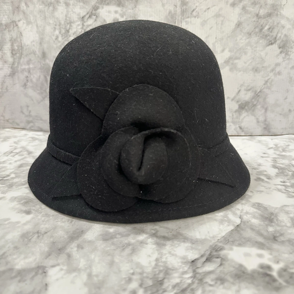 ? Nine West Felt Raw Cut Black Cloche Hat Women main image 2