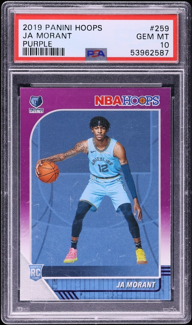 Ja Morant 2019 Panini Hoops Purple #259 PSA 10 RC Grizzlies