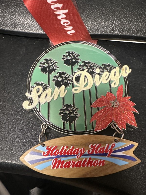 SAN DIEGO Half Holiday Marathon Running 2017 Race Medal CALIFORNIA FINISHER
