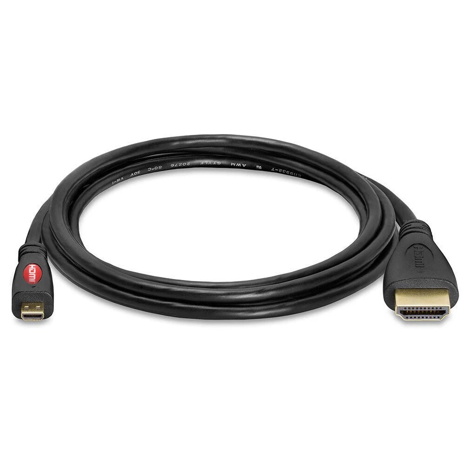 6FT Micro HDMI Male to HDMI Male Cable Adapter 4K 1080P Ethernet Audio Return - Image 3 of 4