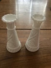 Vintage 6” White Milk Glass Anchor Hocking Flower Vases(2)