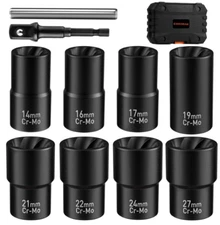 Juego de extracción de tuercas: Set de 10 piezas, extractores de impacto 1/2" pa