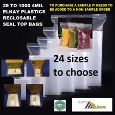 Clear Elkay Plastic Zip Seal Lock Top Reclosable Zipper Poly Bags 4MIL 4 Mil