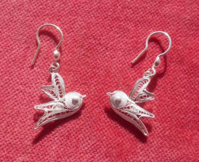 Boucles d'Oreille Oiseaux Filigrane en Argent ! - Photo 1/2