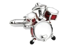 Drum Set Red Drummer Pair Cufflinks in a Presentation Gift Box & Polishing Cloth