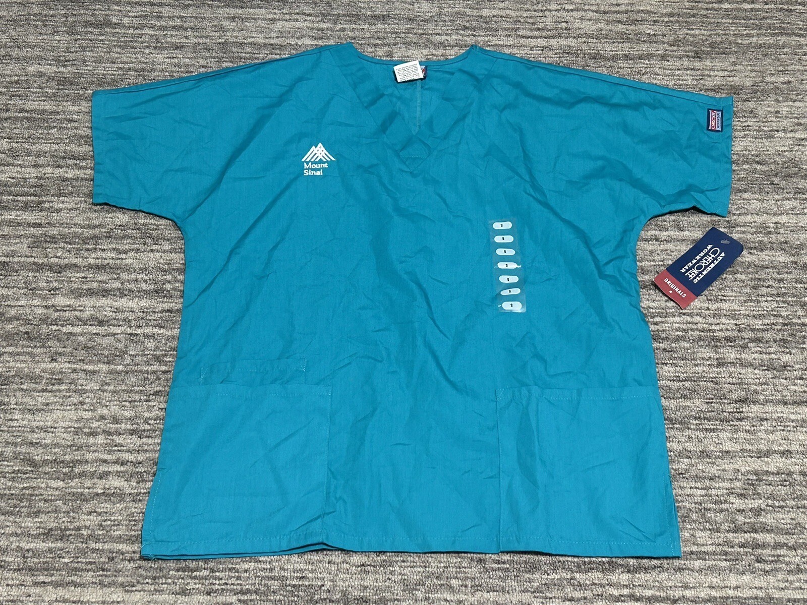 Cherokee Scrub Top Women's Small Blue Workwear 3-Pocket V Neck #4700 Ladies NEW