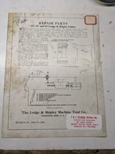 LODGE & SHIPLEY LATHES REPAIR PARTS LIST BOOK MANUAL CATALOG MODELS 12” 14” 16”