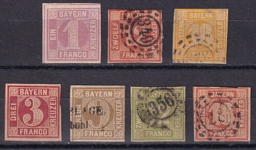 German States/BAYERN Collection of 7 CLASSIC stamps / HIGH VALUE! - 第 1/2 張圖片