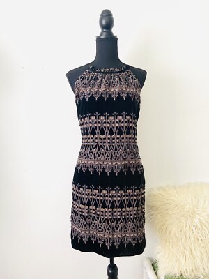 Max Studio Size S Shift Mini Dress Velvet Pattern Halter Neck BNWT