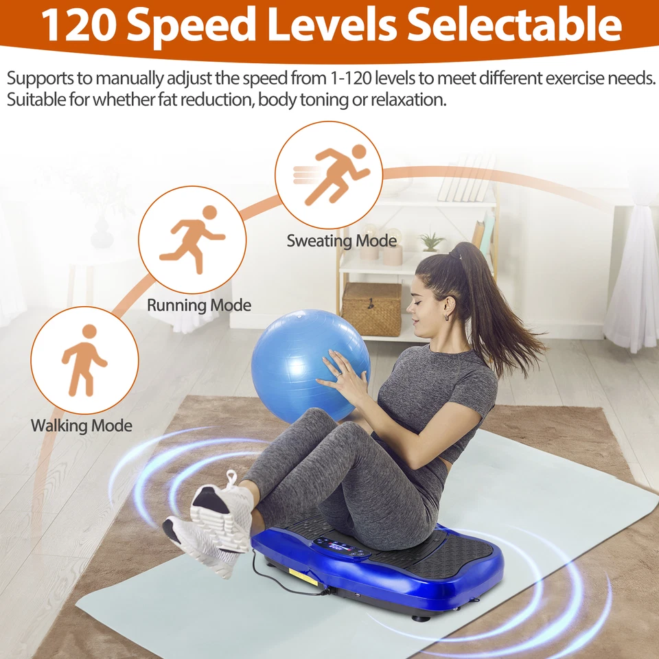 Vibration Plate Exercise Machine for Lymphatic Drainage Weight Loss Fitnes Blue - Image 3 of 4