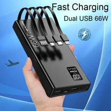 Power Bank 20000mAh 66W Portable Charger External Battery Backup For Cell Phone