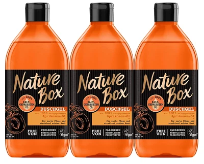 3x Nature Box Duschgel mit kaltgepresstem Aprikosen-Öl 385ml