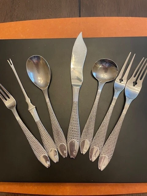 Gorham 18/10 из нержавеющей стали «Рыба вне воды» 7 шт место установка 8,5-6» - Изображение 4 из 4