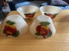 vintage fire king oven glass Custard colored Bowls W/Apples