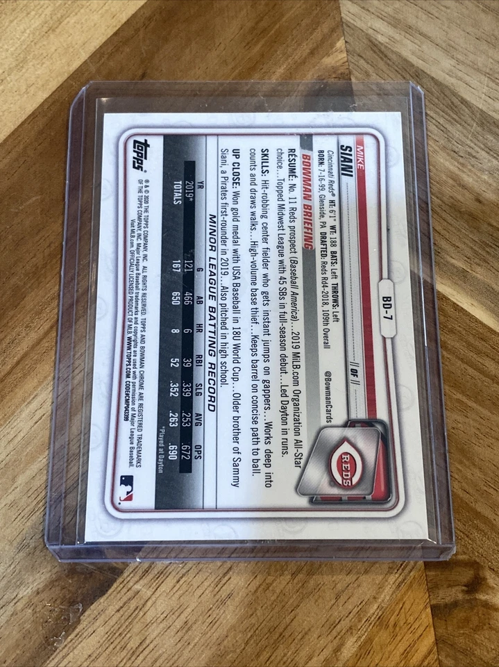 2020 Bowman Chrome Draft Sapphire MIKE SIANI Yellow /99 Reds - Image 2 of 2