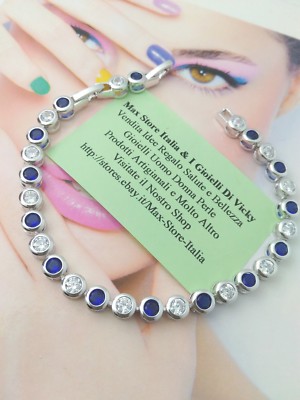 Bracciale Tennis Argento Zirconi Moda Unisex Uomo Donna I Gioielli di Vicky