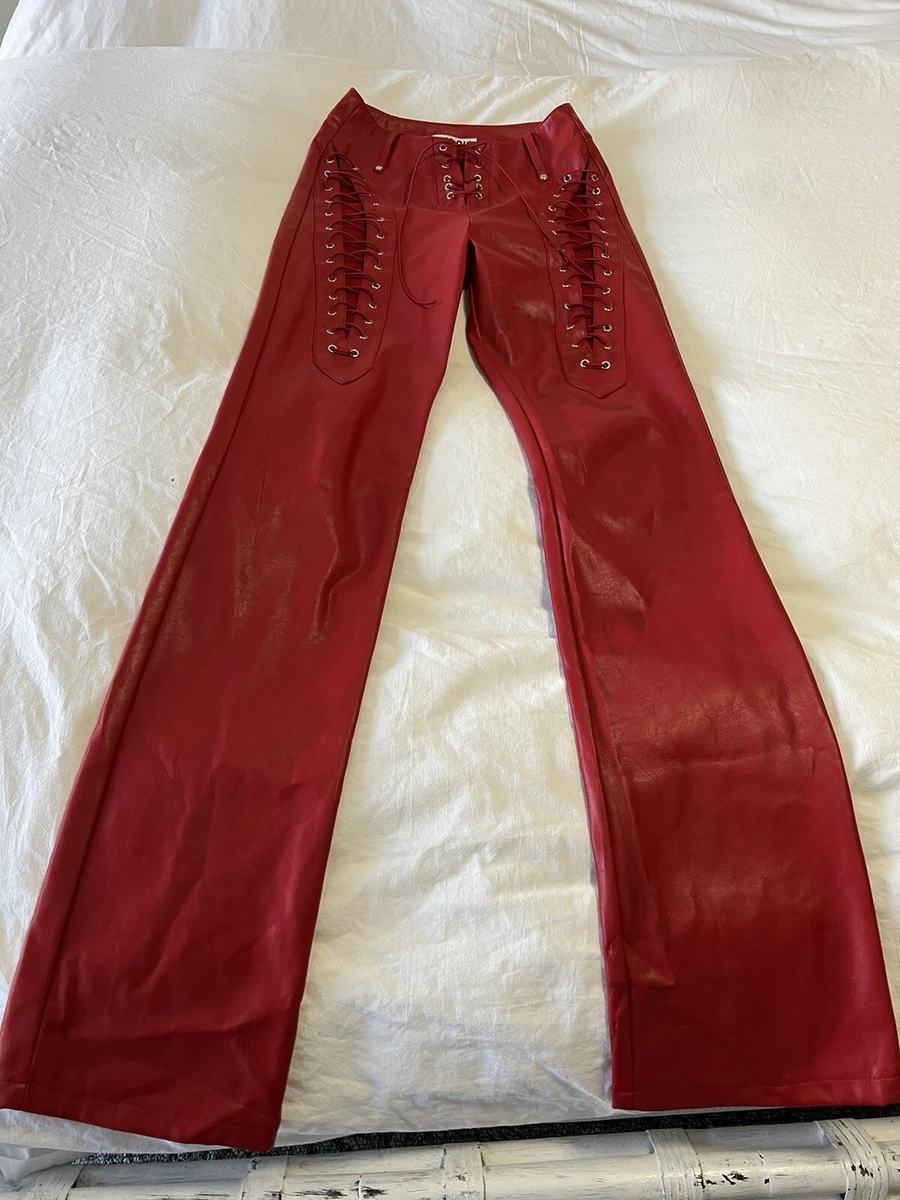 I AM GIA Faux Leather Bootcut Pants Womens Size XXS Lace Up