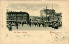 Old postcard AK RIVER Pier and Square Adamich CROATIA (597498)