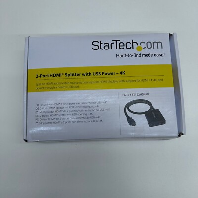 StarTech.com 4K HDMI Splitter 1 In 2 Out - 30Hz 1.4 2 Port Video Splitter Box