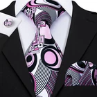 Mens Tie Pink Fashion Designer Necktie Handkerchief Cufflinks Set Wedding Gift