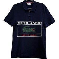 Lacoste Made in France Regular Fit Organic Cotton Navy Polo Shirt Med $175