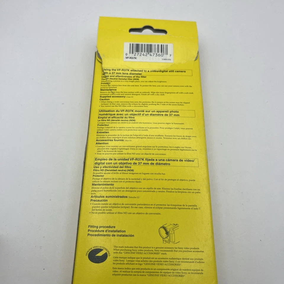 Sony R37K Filter Kit VF-R37K 37 mm Lens Diameter Camcorders Video Cameras - Image 3 of 4