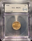 1996 $5 American Gold Eagle 1/10 oz ICG MS-70