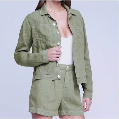 L'AGENCE Celine Olive Green Linen Jacket NWT XS