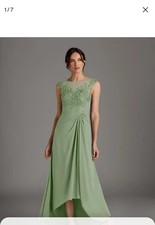 Azazie A18 Dusty Sage Chiffon Mother Of Bride Or Bridesmaid Gown with Lace Back