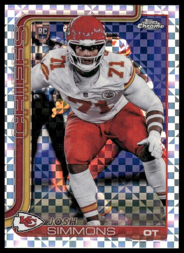 Josh Simmons Rookie 2025 Topps Chrome #304 X-Fractor Kansas City Chiefs