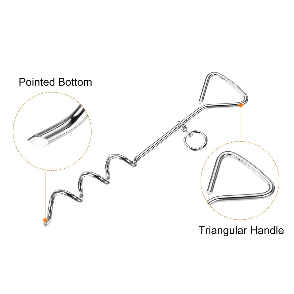 41cm Acciaio Inox Pesante Carico Terra Punta Legare Piolo,Argento 2pz - Immagine 3 di 4