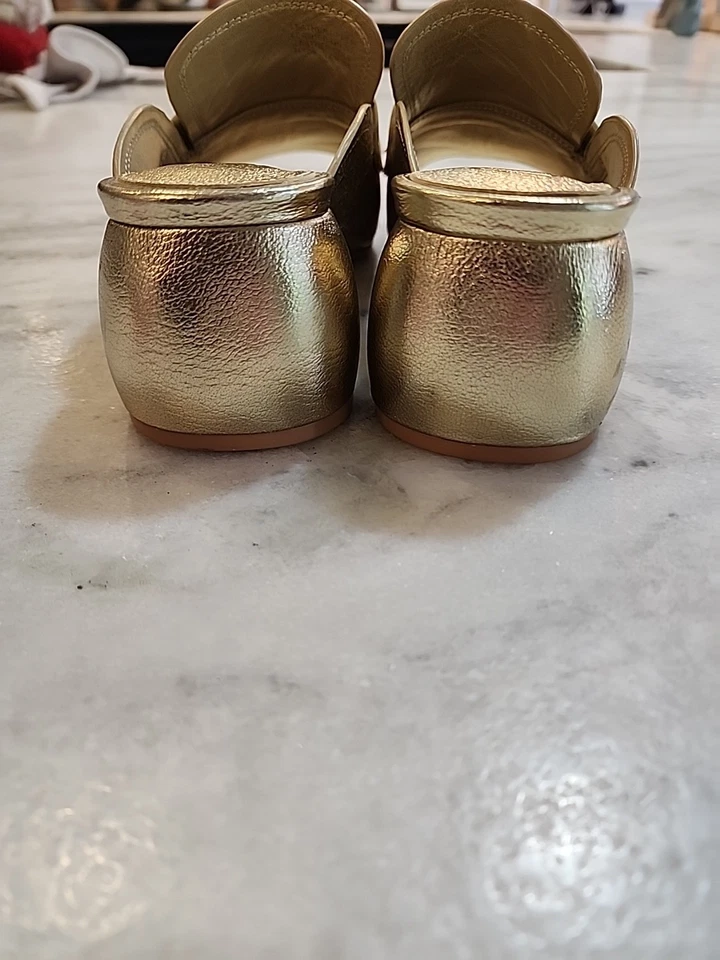 Deltan baker leather block heel  shoe Gold size 8 - Image 3 of 4