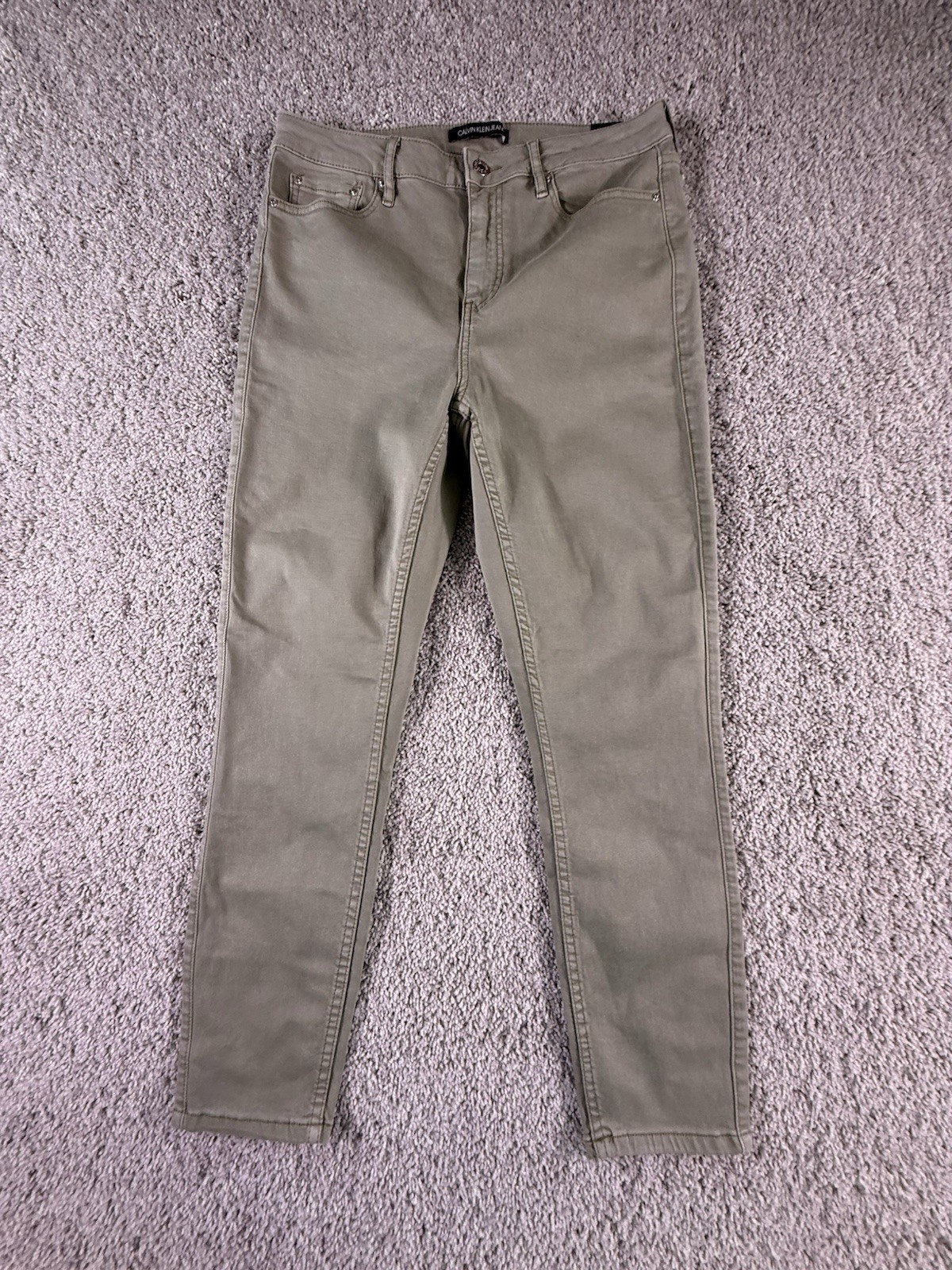 NWT Calvin Klein Ankle Jeans Stretch Sage Green Gray Color Women’s Size 12