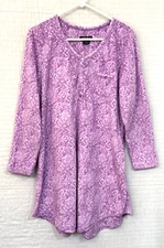 NWT Earth Angels Soft Fleece Long Sleeve Nightgown, Knee Length.  Sz L  Purple