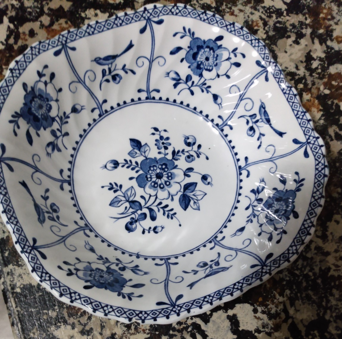 Johnson's brothers' indies blue 6-inch bowl stoneware with flaws | eBay