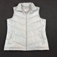 Lands End Women’s Puffer Goose Down White Vest Size Small (6-8)