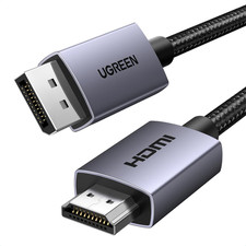 UGREEN 4K Displayport to HDMI Cable 6.6FT Uni-Directional Braided DP to HDMI Lea