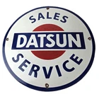 Vintage Datsun Sign - Automobile Gas Pump Service Dealer Porcelain Sign
