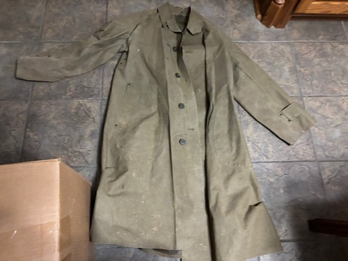 WW2 WWII US Army 1941 Waterproof Motorcycle Dispatch Rider Coat, Size 2 Named