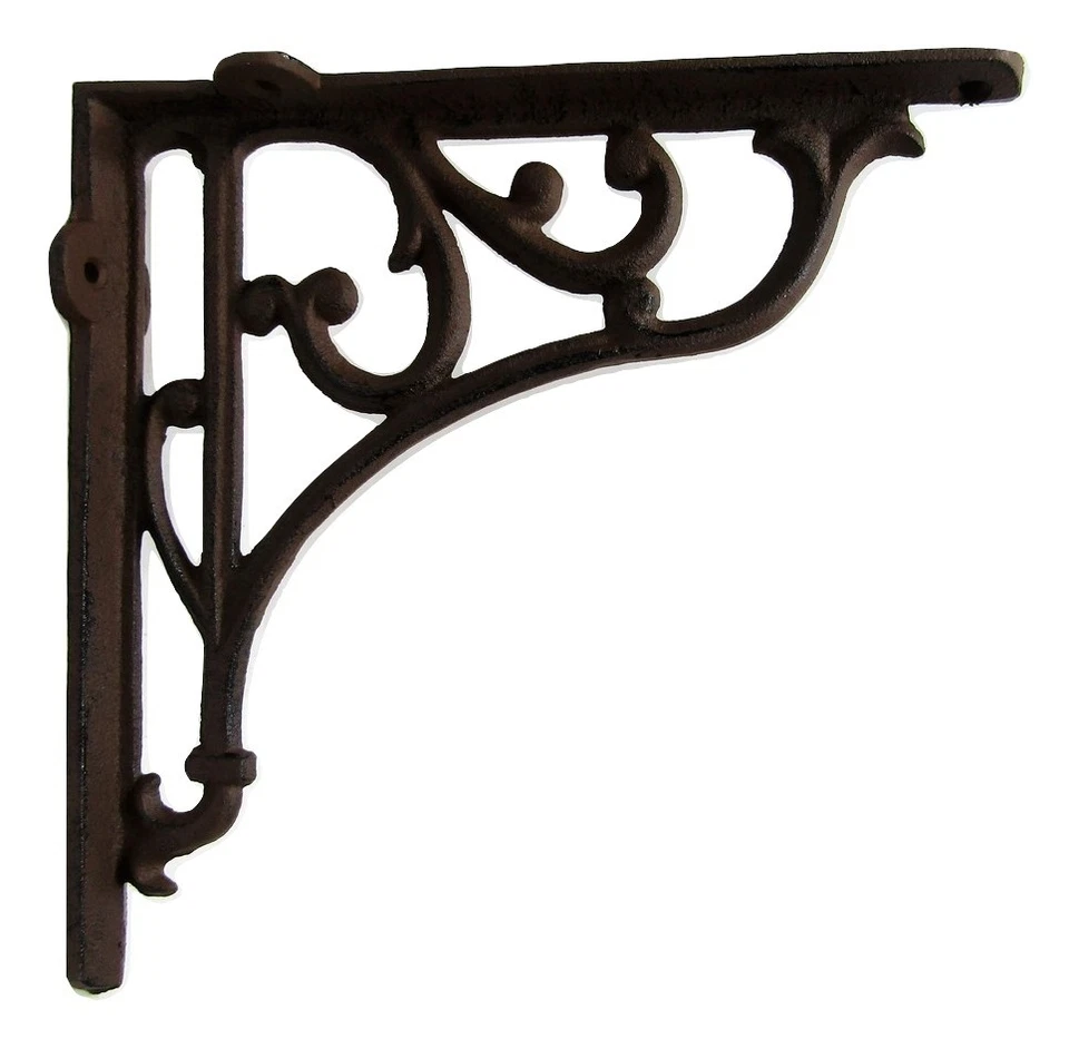 Juego de 4 nuevos soportes de estante de hierro fundido estilo antiguo-victoriano de 9" x 9" perchas  Foto 3 de 4