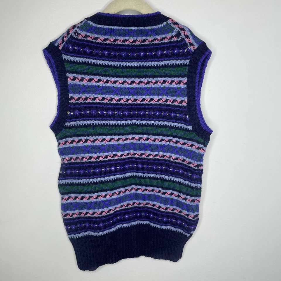 Vintage Vest Womens Small Purple Blue Pink Wool Sweater The Eagles's Eye Jumper - Image 2 of 4