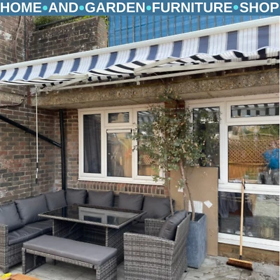 SUNSHADE AWNING 4m x 3m Manual Garden Awning Retractable Patio Canopy Outdoor Sun Shade Cover