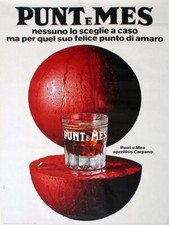 Manifesto poster pubblicitario Carpano punt e mes illustrato A. Testa epoca 1974